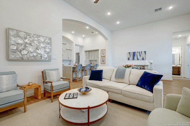 living room featuring light hardwood / wood-style flooring