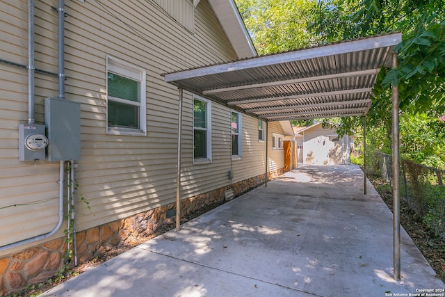 view of patio with a carport