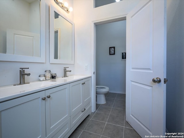 bathroom featuring vanity, toilet, and tile patterned floors