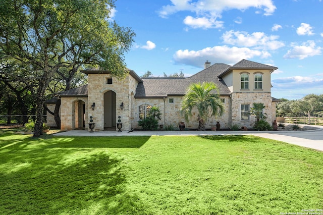 mediterranean / spanish-style house with a front lawn