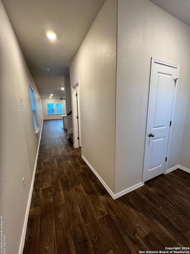 hallway featuring dark hardwood / wood-style floors