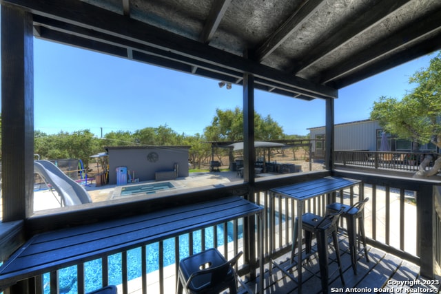exterior space with a water slide