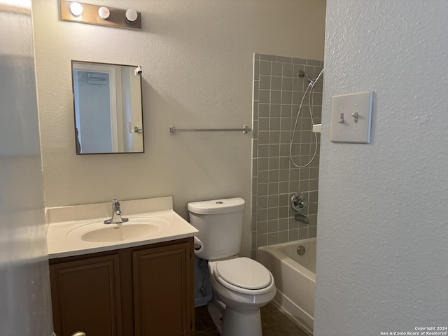 full bathroom with toilet, shower / tub combination, and vanity