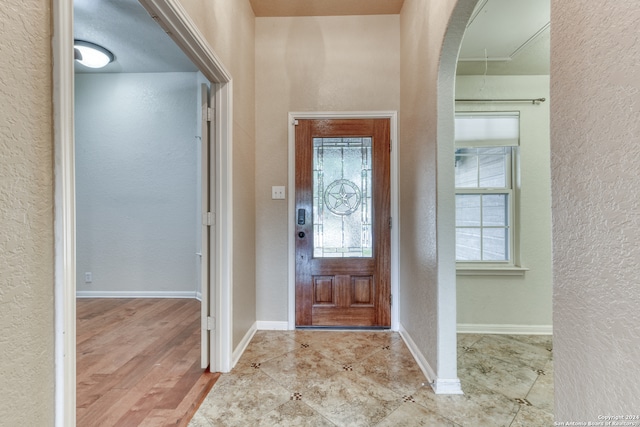 entrance foyer with wood-type flooring