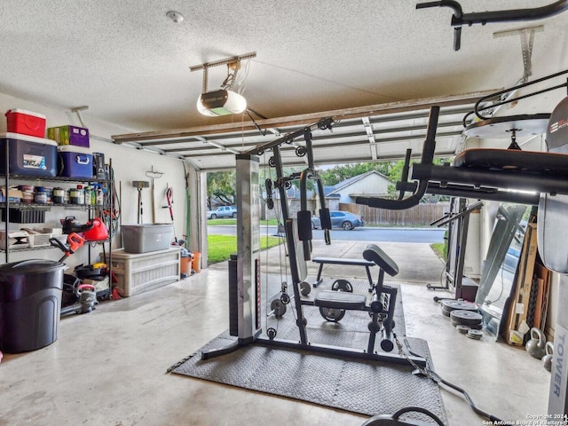 garage with a garage door opener