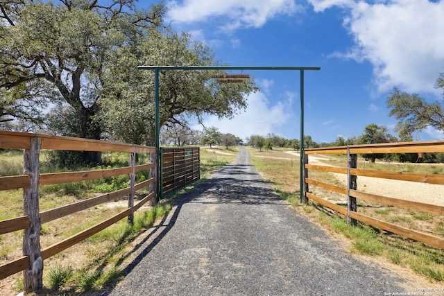 view of road with a rural view