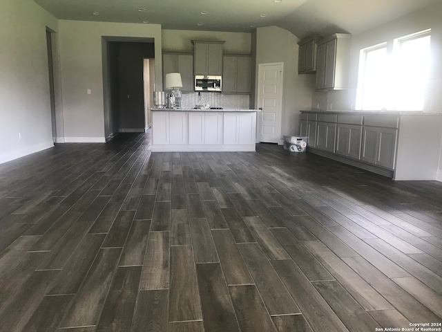 interior space with dark hardwood / wood-style floors