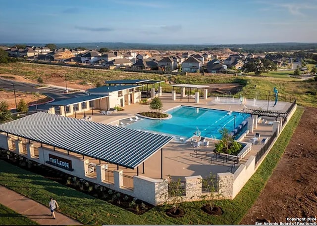 drone / aerial view featuring a residential view