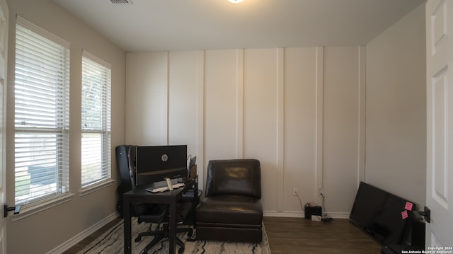 office featuring dark hardwood / wood-style flooring