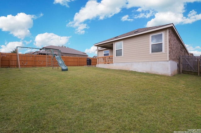 view of yard with a playground