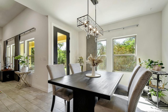 dining room with an inviting chandelier