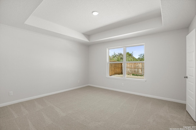 15055 Homing Mdw, San Antonio, TX 78253 - unfurnished room with a tray ceiling, light colored carpet, and baseboards
