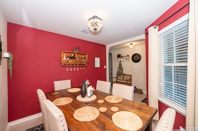 view of tiled dining space