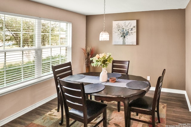 dining space featuring dark hardwood / wood-style flooring