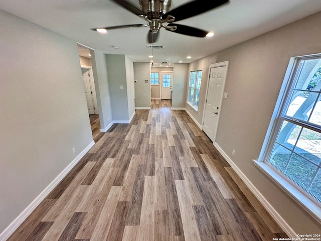 hallway featuring a healthy amount of sunlight and wood-type flooring