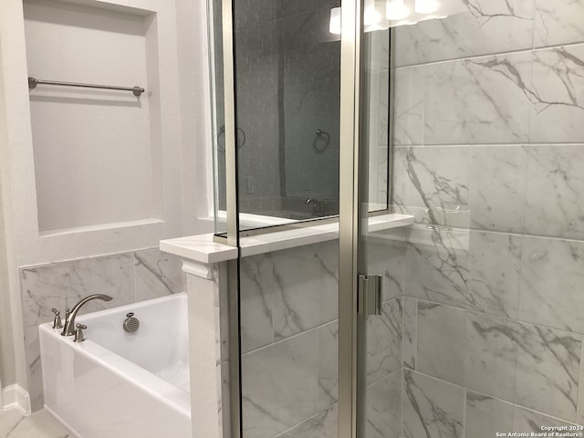 bathroom with plus walk in shower