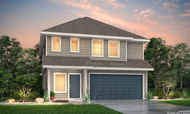 front facade with a garage