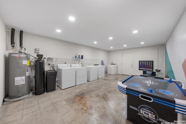 interior space with independent washer and dryer and water heater