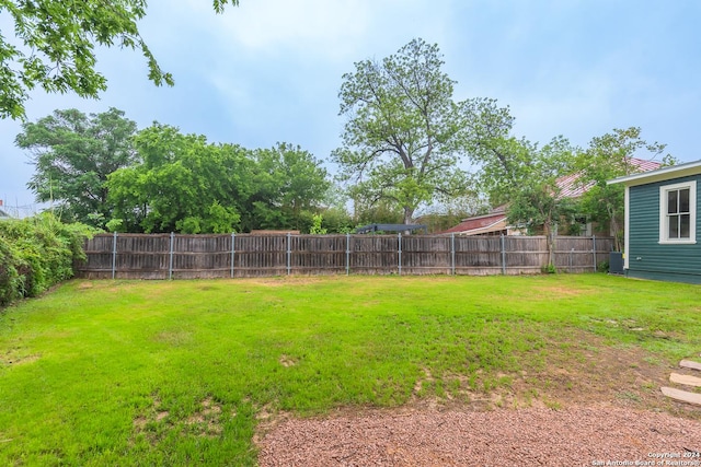 view of yard featuring a fenced backyard