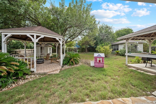 view of yard with a patio area and a gazebo