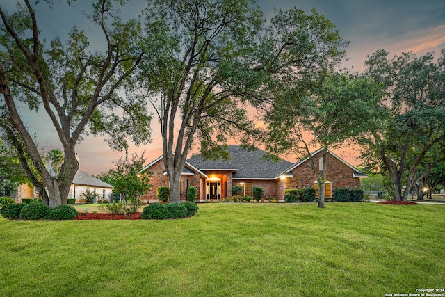 view of front of home with a yard