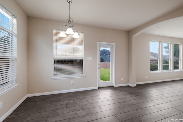 interior space featuring a chandelier