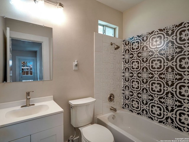 full bathroom featuring vanity, toilet, and shower / bathtub combination