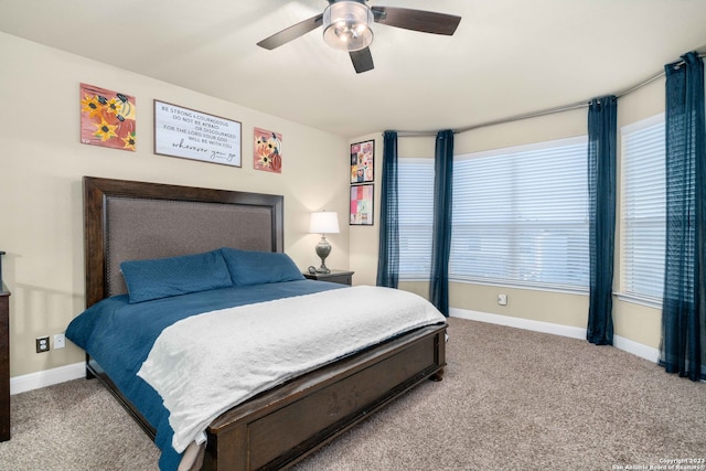 bedroom with carpet flooring and ceiling fan