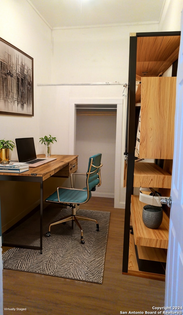 office featuring hardwood / wood-style flooring