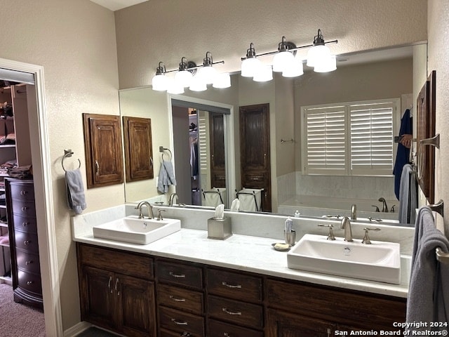 bathroom with vanity and a bathing tub