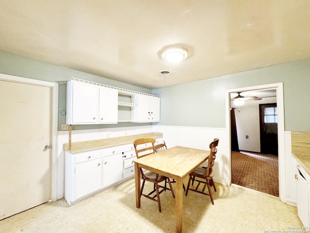 kitchen with white cabinets