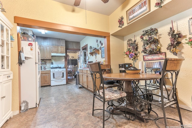 dining area with ceiling fan