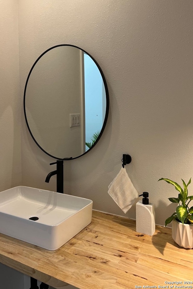 bathroom with sink and hardwood / wood-style floors