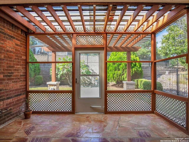 view of unfurnished sunroom