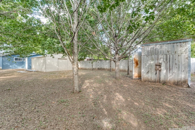 view of yard featuring a shed