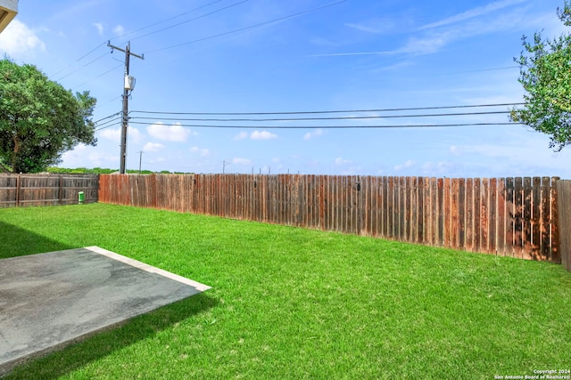 view of yard with a patio and a fenced backyard