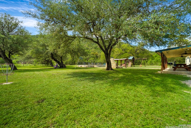 view of yard with a playground