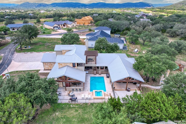 drone / aerial view with a mountain view