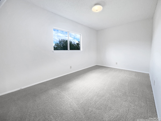 empty room with carpet flooring and a textured ceiling