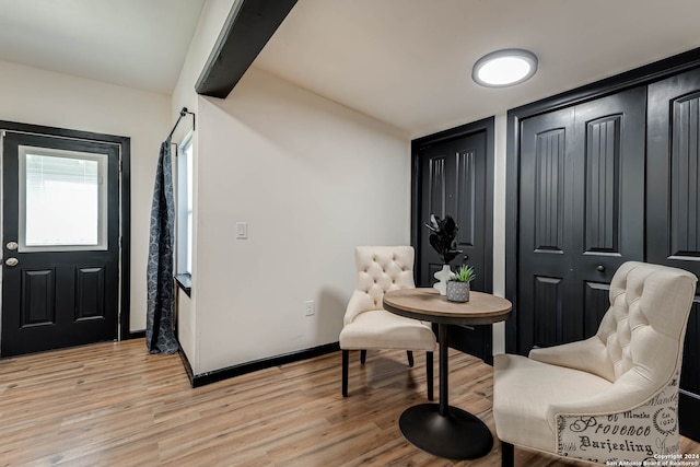 living area featuring light hardwood / wood-style flooring