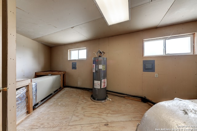 basement with electric water heater