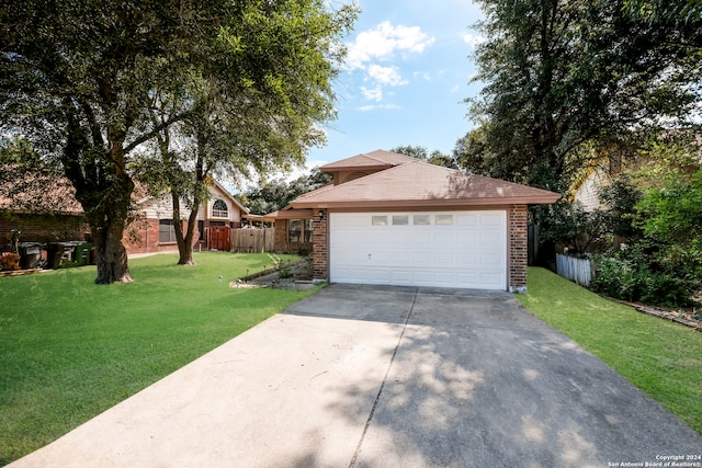 garage with a lawn