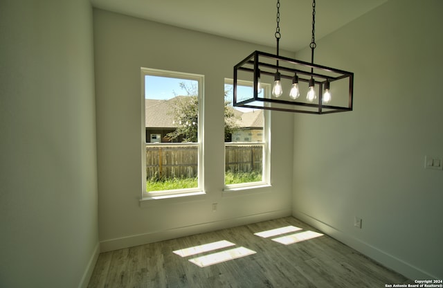 unfurnished dining area featuring light hardwood / wood-style floors