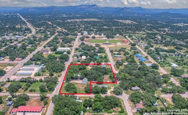 aerial view with a mountain view