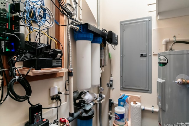 utilities featuring electric panel and electric water heater
