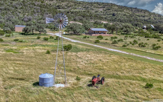 bird's eye view with a rural view