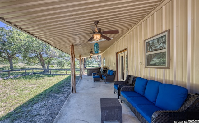 view of patio / terrace featuring outdoor lounge area and ceiling fan