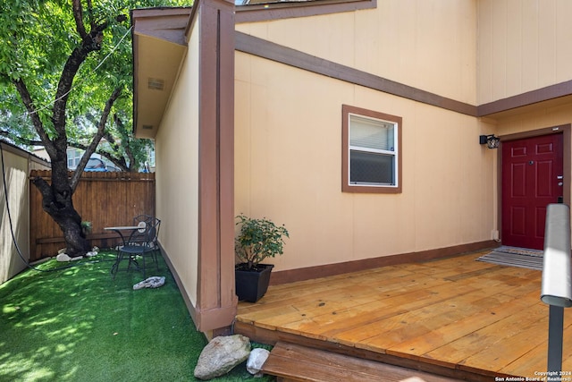12019 Ashrock Ct, San Antonio, TX 78230 - property entrance featuring fence and a wooden deck