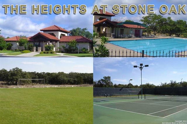 view of sport court with a community pool