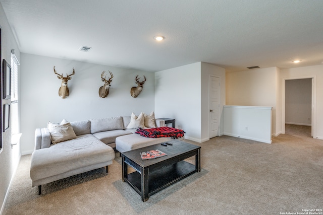 living room with carpet flooring